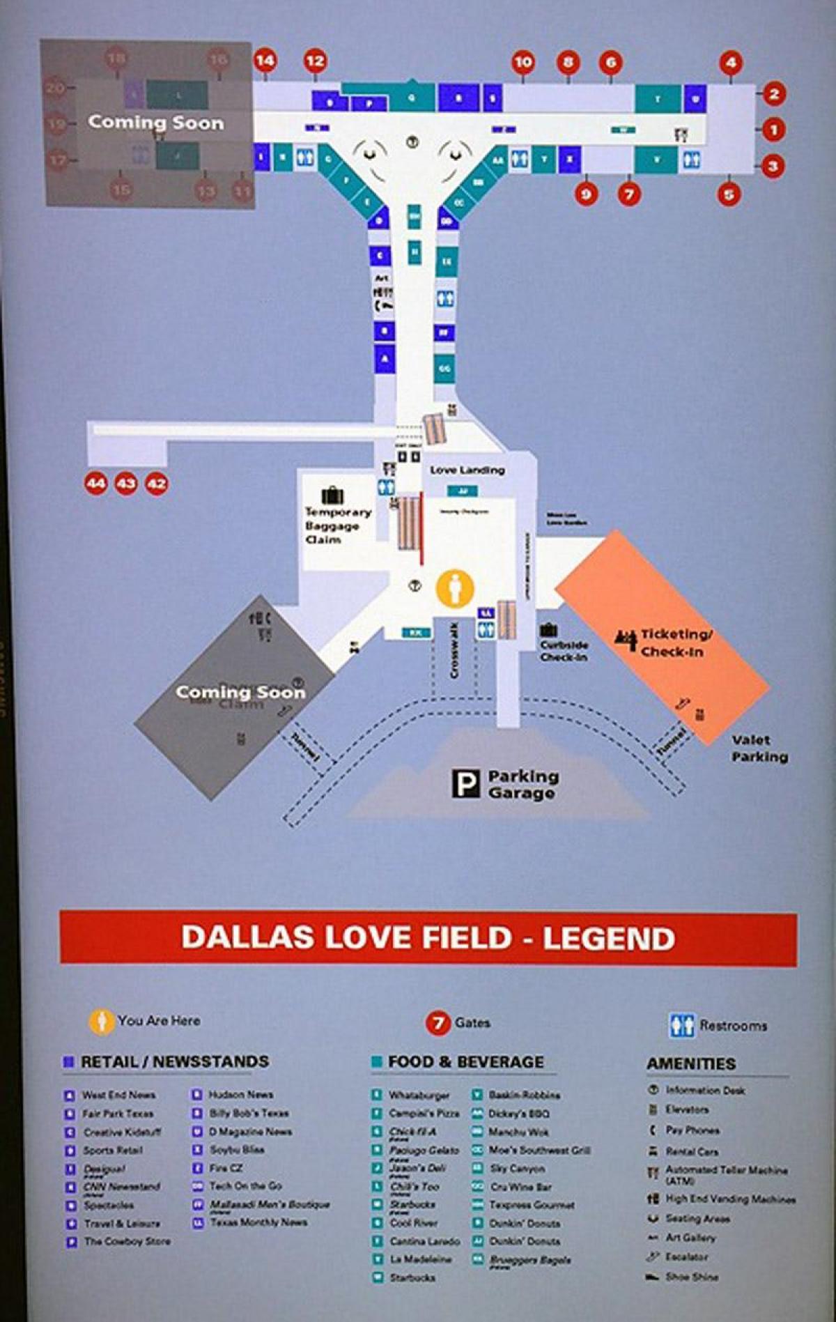 Dallas love field letiště mapě