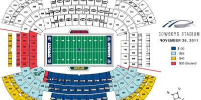 Dallas Cowboys stadium sedadla mapě