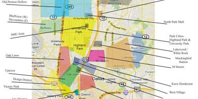 Mapa Dallasu čtvrtí