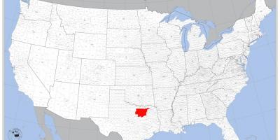 Dallas na mapě z spojené státy