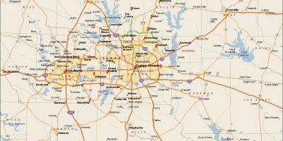 Dallas Fort Worth metroplex mapě