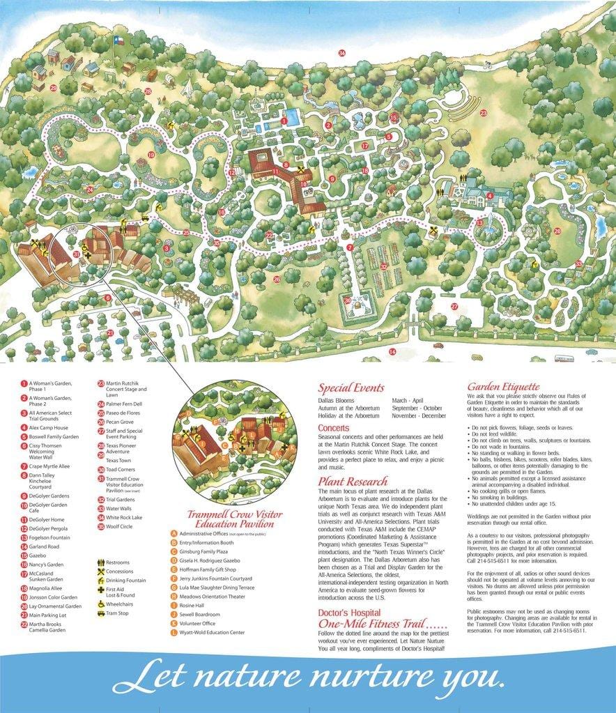 mapa Dallas arboretum