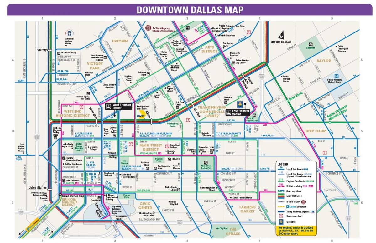 Dallas autobusové trasy mapě