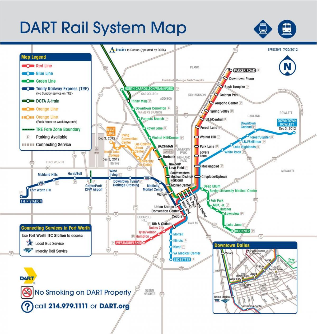 Dallas dart železniční mapě