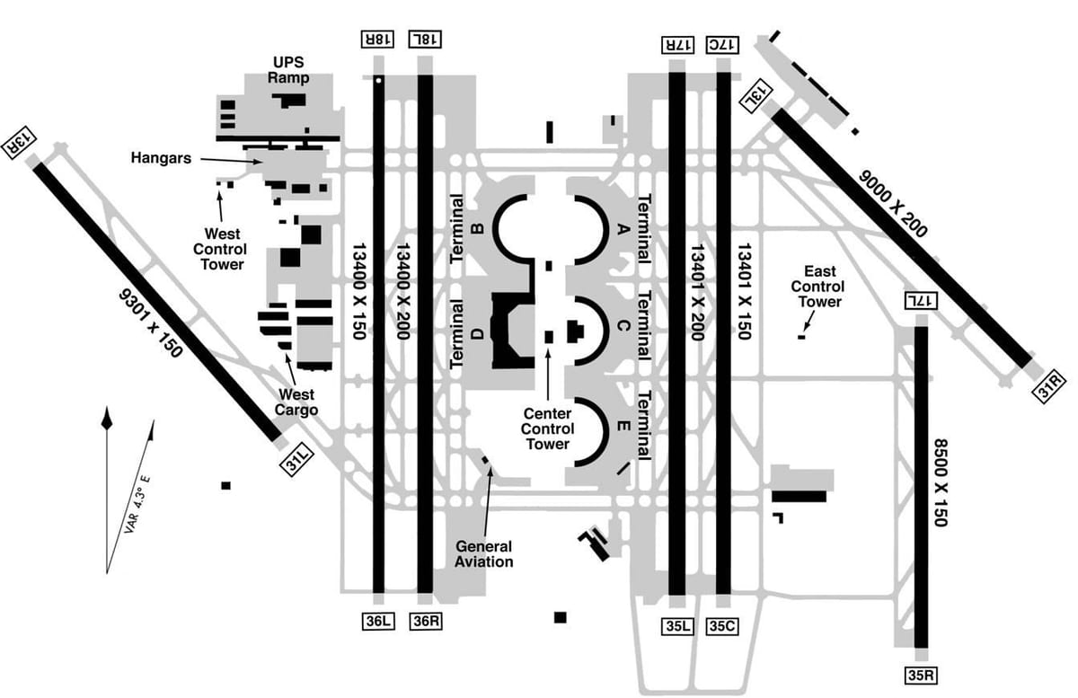 Dallas Fort Worth international airport mapě