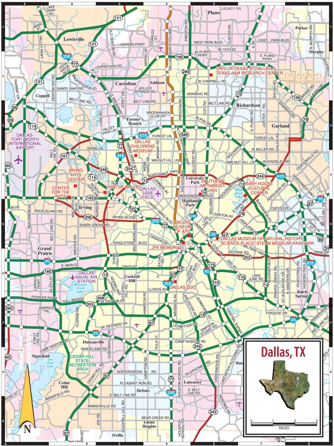 město Dallas mapě