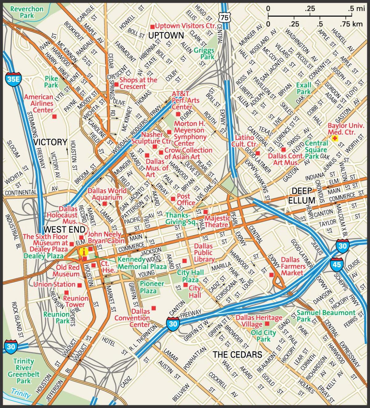mapa Dallasu ulicích