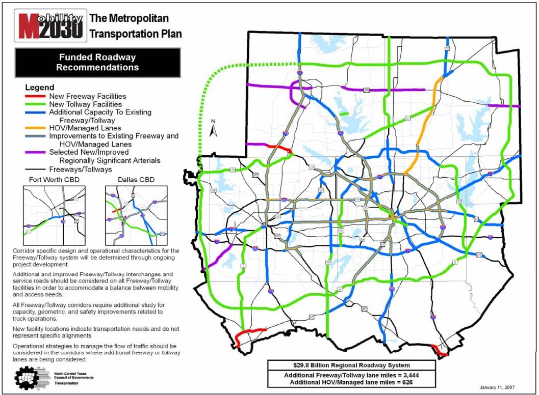 Dallas mýtné silnice mapa