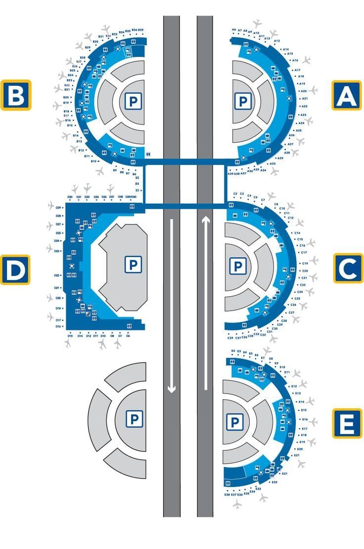 DFW airport terminal e mapa