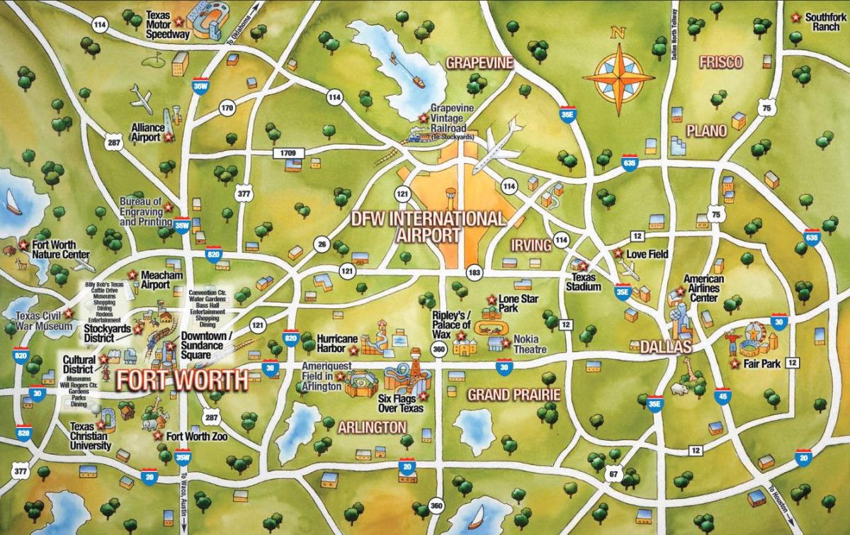 DFW mapa města