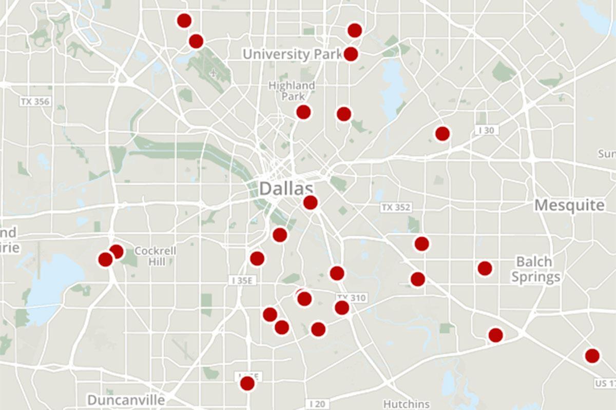 Dallas zločin mapě