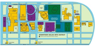 Mapa Dallas arts district