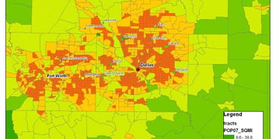 Mapa Dallasu metroplex