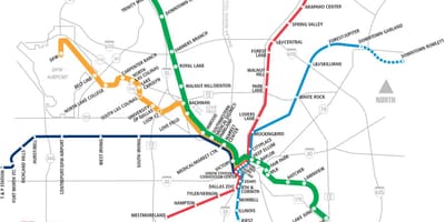 Dallas area rapid transit mapě